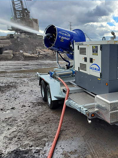 HKD Blue demo dust suppression system close-up